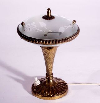 Vintage Italian Table Lamp Art Nouveau Mid Century 40s Glass Brass Fontana Arte