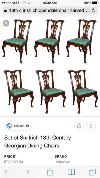 EXTREMELY RAR1760 IRISH - Mahogany Carved Ball Claw Foot Chippendale Side Chair 12