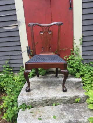 Extremely Rar1760 Irish - Mahogany Carved Ball Claw Foot Chippendale Side Chair
