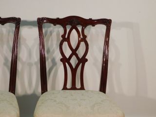 PAIR Kindel Winterthur Mahogany Carved Chippendale Chairs 2 10