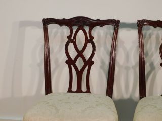 PAIR Kindel Winterthur Mahogany Carved Chippendale Chairs 2 11
