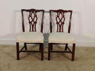 PAIR Kindel Winterthur Mahogany Carved Chippendale Chairs 2 12