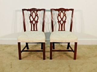 PAIR Kindel Winterthur Mahogany Carved Chippendale Chairs 2 3