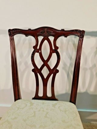 PAIR Kindel Winterthur Mahogany Carved Chippendale Chairs 2 4