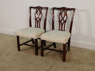 PAIR Kindel Winterthur Mahogany Carved Chippendale Chairs 2 5