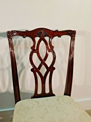 PAIR Kindel Winterthur Mahogany Carved Chippendale Chairs 2 6
