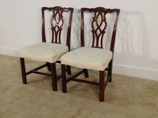 PAIR Kindel Winterthur Mahogany Carved Chippendale Chairs 2 7