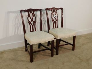 PAIR Kindel Winterthur Mahogany Carved Chippendale Chairs 2 8