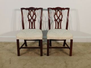 PAIR Kindel Winterthur Mahogany Carved Chippendale Chairs 2 9