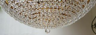 Antique Vintage Brass & Crystals GIANT French Chandelier Lighting Ceiling Lamp 6