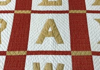 PA Dutch c 1900 Alphabet Family Memory QUILT Vintage Initials RARE 3