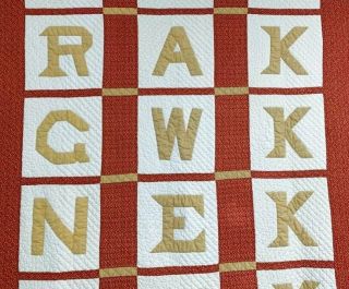 PA Dutch c 1900 Alphabet Family Memory QUILT Vintage Initials RARE 9