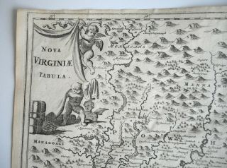 Rare 17th Century Virginia Map Nova Virginiae Tabula London 1671 John Ogilby 3