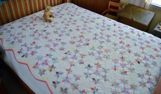 Antique Hand Stitched Seven Sisters Quilt