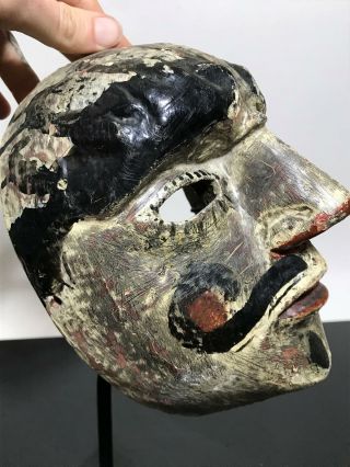 Antique Painted Carved Wood Guatemalan Ceremonial Dance Folk Art Mask Sculpture