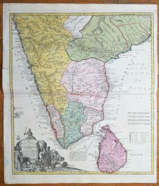 Homann: Huge Map India And Ceylon - 1740