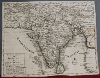 India Sri Lanka 1740 Isaac Tirion/albrizzi Unusual Antique Copper Engraved Map
