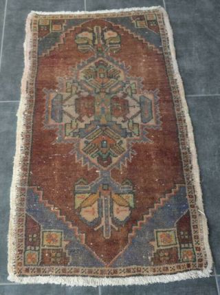 Anatolian Traditional Ethnic Handmade Oriental Antique Turkish Doormat Small Rug