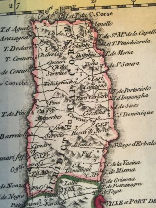 Corsica / L ' isle de Corse from J.  ELLIS sculp.  t 1768 /1780 Antique map 2
