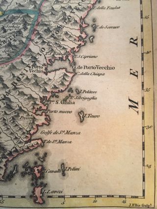 Corsica / L ' isle de Corse from J.  ELLIS sculp.  t 1768 /1780 Antique map 5