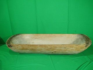 Antique Carved Wooden Dough Bowl Primitive Wood Dough Trencher Tray Rare 37 "