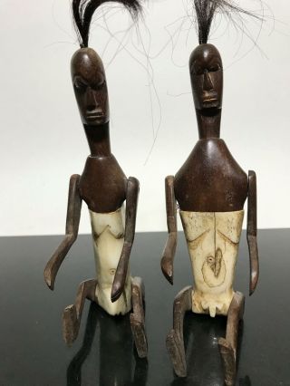 Antique African Ethnographic ? Carved Wood Jointed Articulated Man Figurines