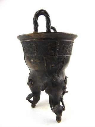 Chinese Archaic Bronze Censer W/ Handles,  Chenghua Mark,  Ming,  17/18th C,  22cm 3