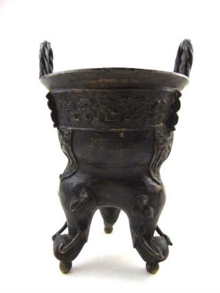 Chinese Archaic Bronze Censer W/ Handles,  Chenghua Mark,  Ming,  17/18th C,  22cm 4
