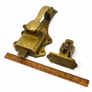 Vintage BRASS DOOR KNOB HANDLE/LATCH Salvaged from WALK - IN FREEZER/COOLER c.  1931 5