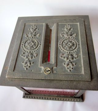 Antique Cast Iron and Glass National Cash Registers Receipt or Ticket Box w/ Key 4