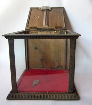 Antique Cast Iron and Glass National Cash Registers Receipt or Ticket Box w/ Key 5