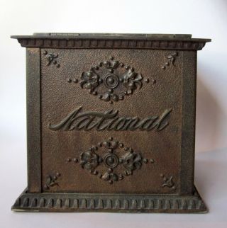Antique Cast Iron and Glass National Cash Registers Receipt or Ticket Box w/ Key 6