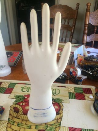 Porcelain Glazed Glove Mold Hand Display 12” Tall