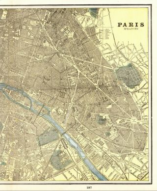1892 Antique Paris France Map 1800s Map Of Paris City Map Gallery Wall Art 6019
