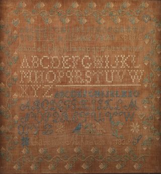 1839 Antique 19thC American Folk Art Alphabet Sampler,  Caroline M.  Caton 3