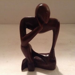 Vintage Hand Carved Wood Abstract Male Figure Sculpture