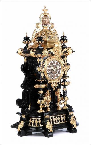 RARE Antique Lenzkirch Mantel Clock.  29 Inches High.  Germany,  Circa 1870 4