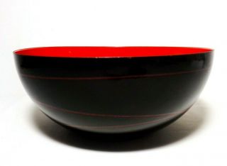 RARE CATHRINEHOLM (NORWAY) VINT LG BLACK & RED SATURN ENAMEL MIXING/SERVING BOWL 10