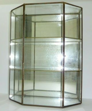 Franklin Glass Brass Mirrored Curio Display Cabinet 16 " Tall Large