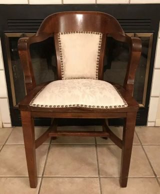 Antique 20 ' s B.  L.  Marble Chair Co Banker ' s Chair Lawyer Doctor Office Birch Wood 9