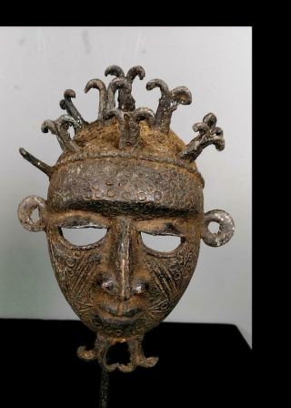 Old Tribal Large Tikar Bronze Mask - Cameroon