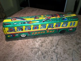 Vintage Tin Litho Toy Space Bus Made In Japan 1960 