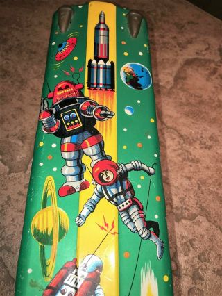 Vintage Tin Litho Toy SPACE BUS Made in Japan 1960 ' s Robots Spacemen 2