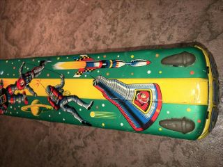 Vintage Tin Litho Toy SPACE BUS Made in Japan 1960 ' s Robots Spacemen 3