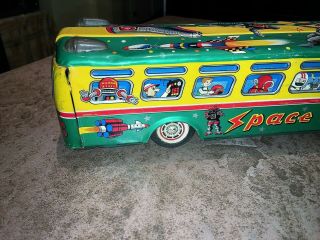 Vintage Tin Litho Toy SPACE BUS Made in Japan 1960 ' s Robots Spacemen 6