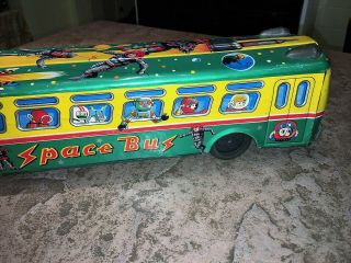 Vintage Tin Litho Toy SPACE BUS Made in Japan 1960 ' s Robots Spacemen 9