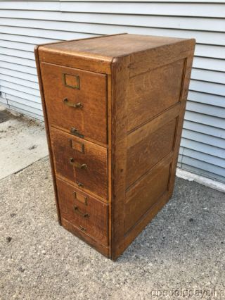 Unique Antique Golden Oak 3 Drawer File Cabinet Circa 1920 12