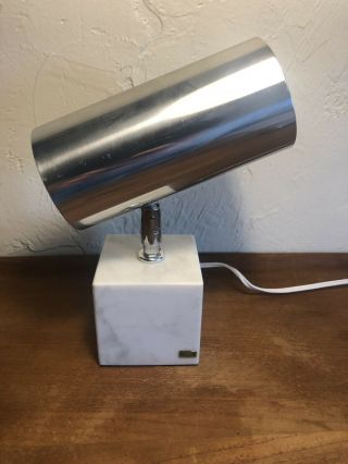 Vintage Mid Century Koch & Lowy? Chrome & Marble Cylinder Table Lamp 4