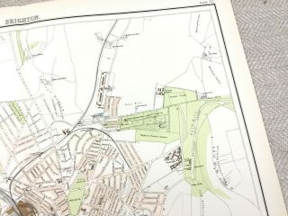 1890 Antique Map of Brighton East Sussex Town Plan 19th Century 4