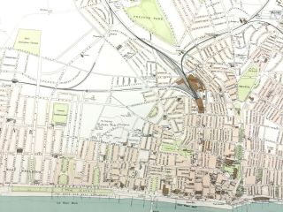1890 Antique Map of Brighton East Sussex Town Plan 19th Century 8